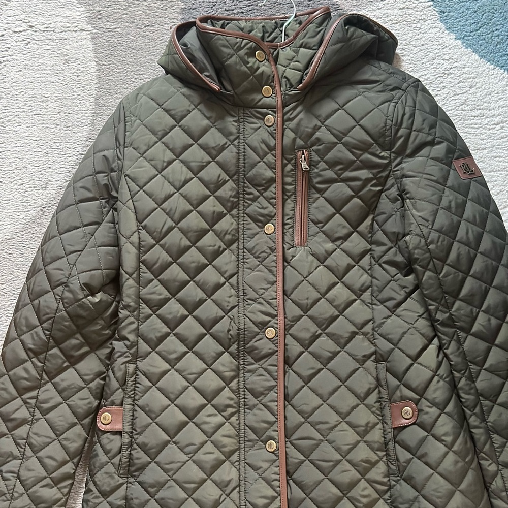 Ralph Lauren Quilted Khaki Hooded Puffer Jacket